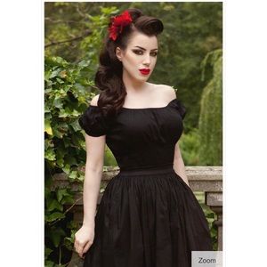 Pinup girl clothing peasant top in black